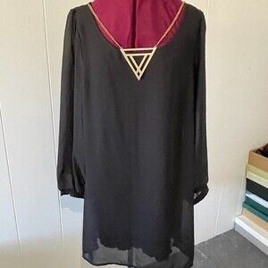 L8ter 8 Long Sleeve Sheer Lined Scoop Neck Womens Tunic/Top Size XL